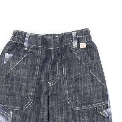 Mothercare Boys Blue Striped Denim Cargo Jeans Size 3-6 Months