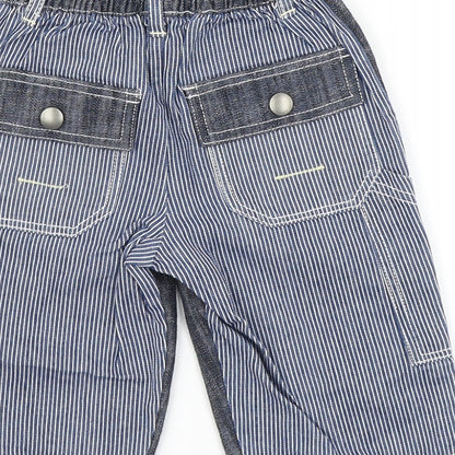 Mothercare Boys Blue Striped Denim Cargo Jeans Size 3-6 Months