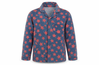 Front view of Primark boys’ blue geometric pyjama top, size 7-8, years