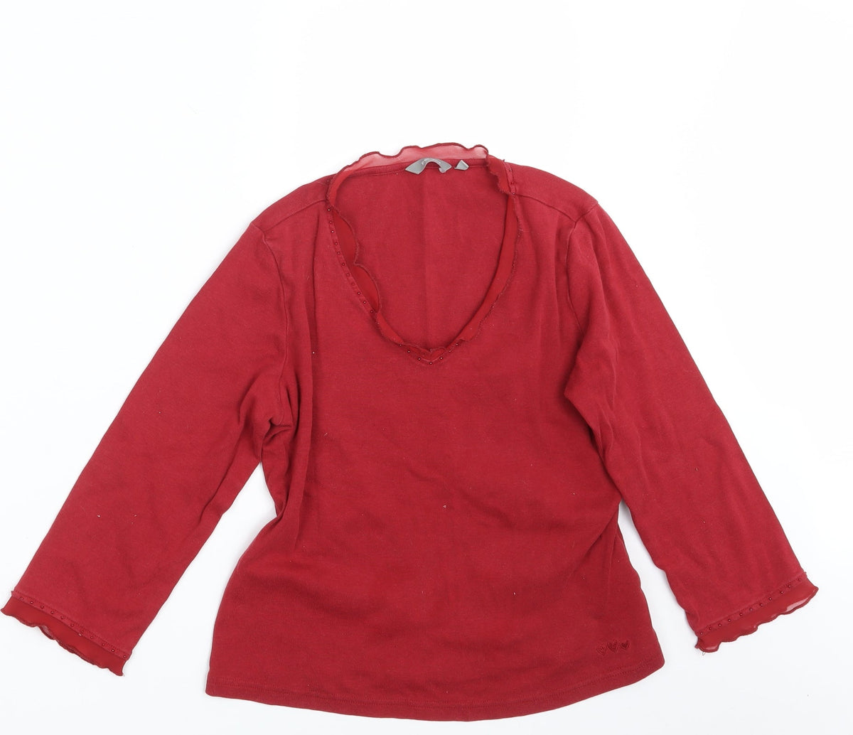 Additional front view of Per Una women’s red pullover sweatshirt, size UK 12