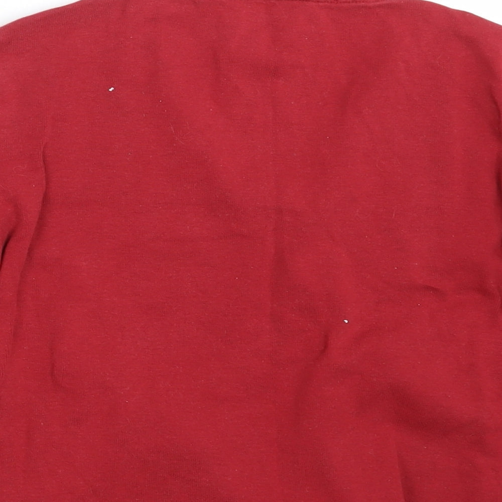Brand and care label for Per Una women’s red pullover sweatshirt, size UK 12