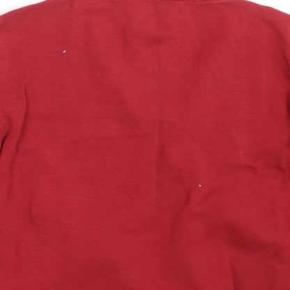 Brand and care label for Per Una women’s red pullover sweatshirt, size UK 12