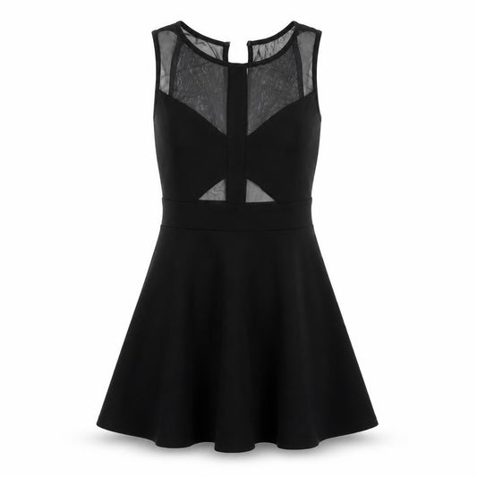 Front view of women’s black fit & flare one size
