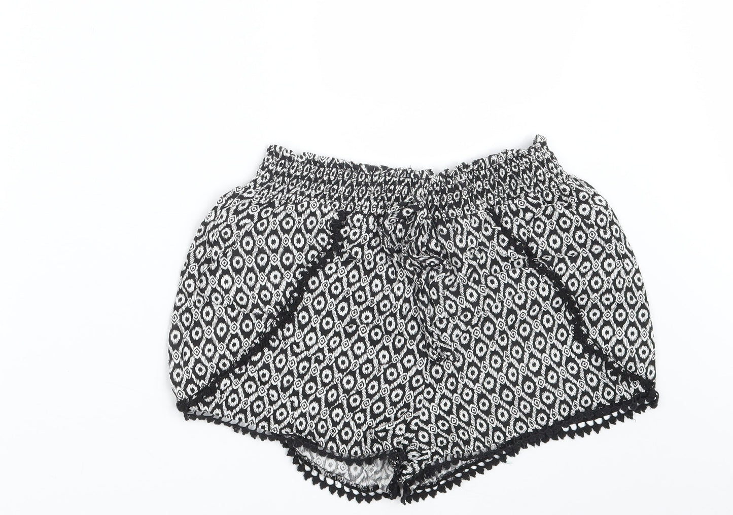 Primark Womens Black Argyle/Diamond  Hot Pants Shorts Size 8