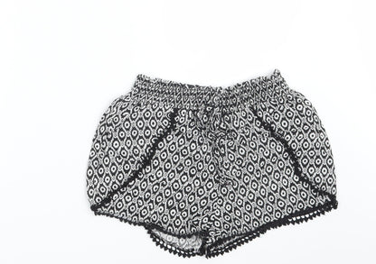 Primark Womens Black Argyle/Diamond  Hot Pants Shorts Size 8