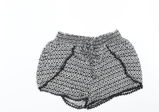 Primark Womens Black Argyle/Diamond  Hot Pants Shorts Size 8