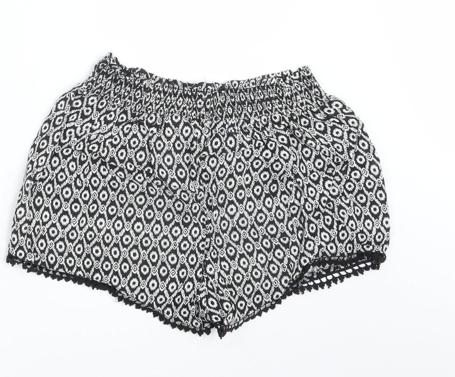 Primark Womens Black Argyle/Diamond  Hot Pants Shorts Size 8