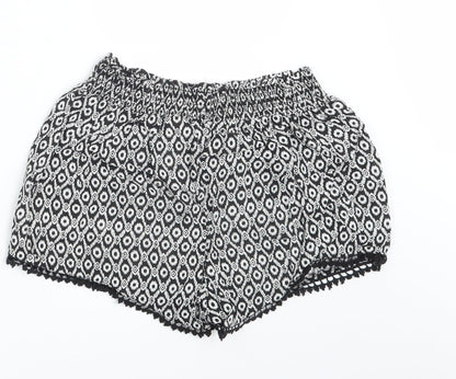 Primark Womens Black Argyle/Diamond  Hot Pants Shorts Size 8
