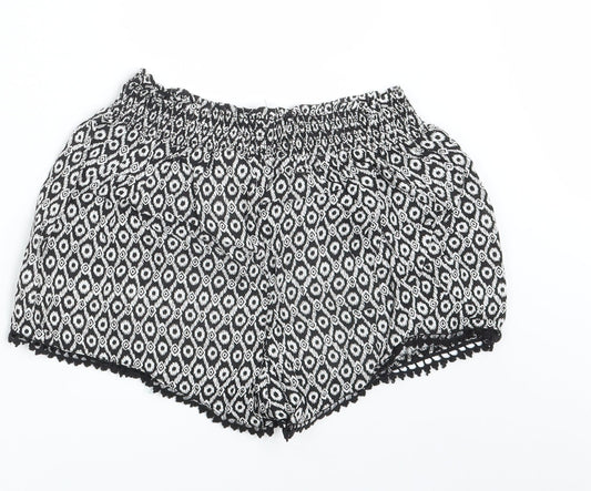Primark Womens Black Argyle/Diamond  Hot Pants Shorts Size 8