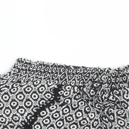 Primark Womens Black Argyle/Diamond  Hot Pants Shorts Size 8