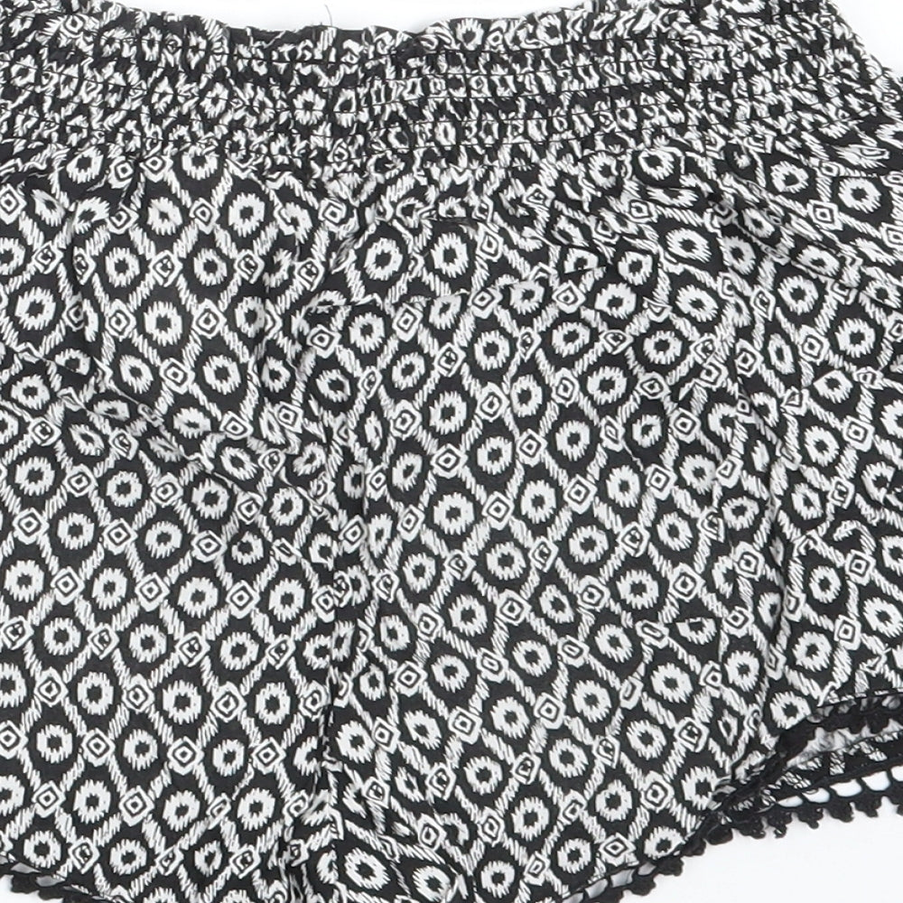 Primark Womens Black Argyle/Diamond  Hot Pants Shorts Size 8