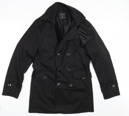 Additional front view of VSKa women’s black overcoat coat one size