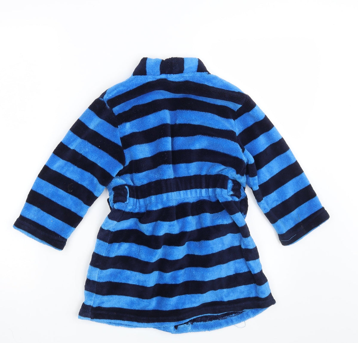 Back view of George boys’ blue striped robe, size 3-4, years