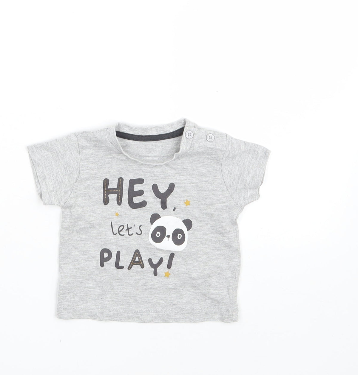 Additional front view of Matalan Baby Grey Basic T-Shirt, size 0-3, Months
