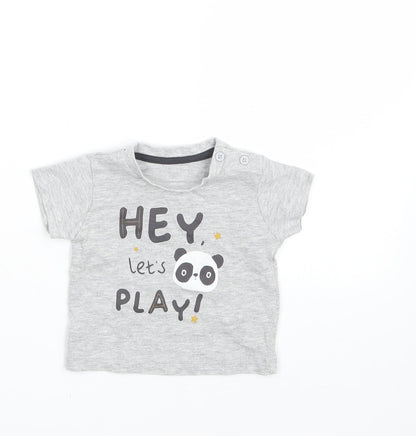 Additional front view of Matalan Baby Grey Basic T-Shirt, size 0-3, Months