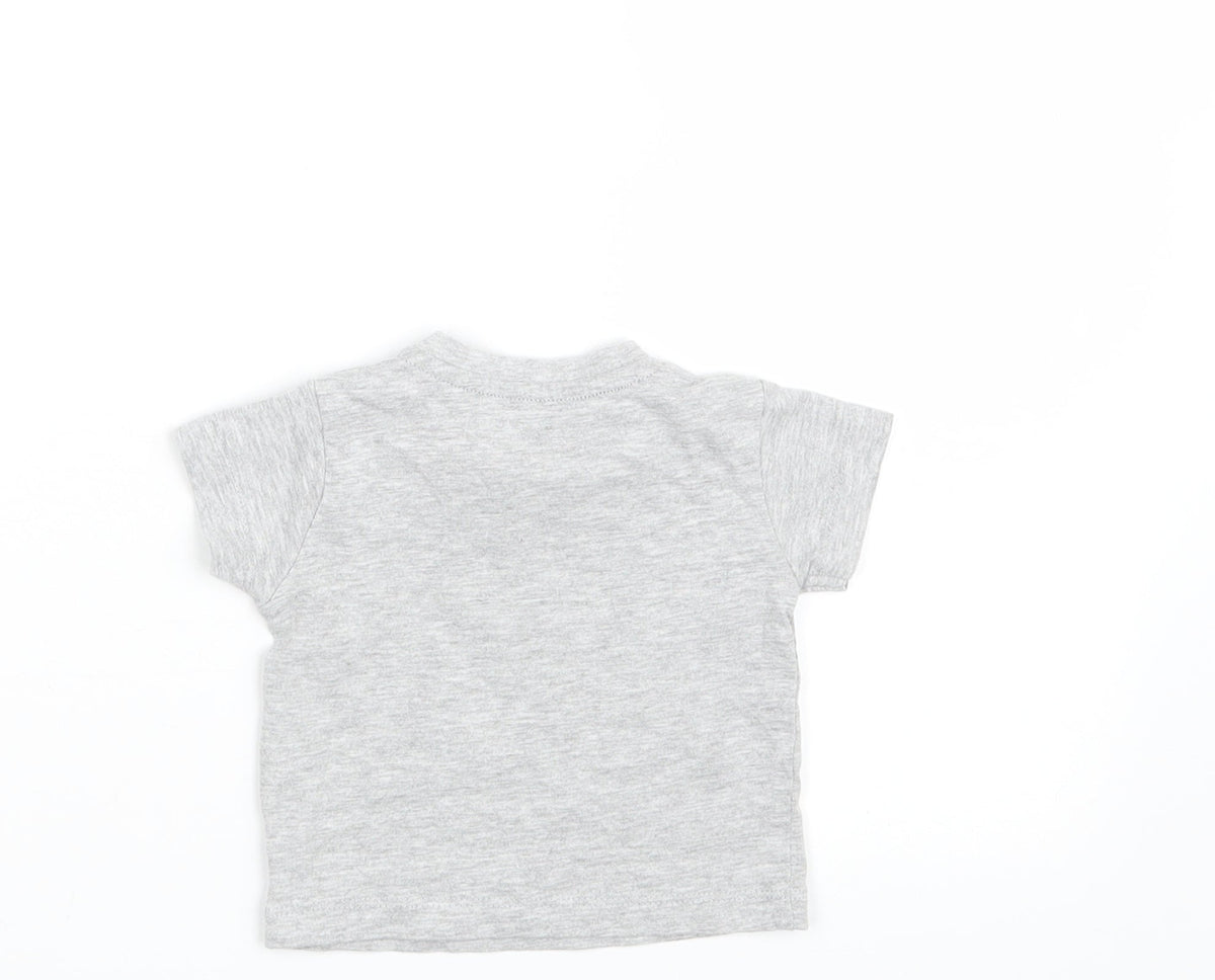 Back view of Matalan Baby Grey Basic T-Shirt, size 0-3, Months