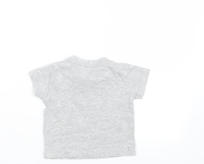 Back view of Matalan Baby Grey Basic T-Shirt, size 0-3, Months