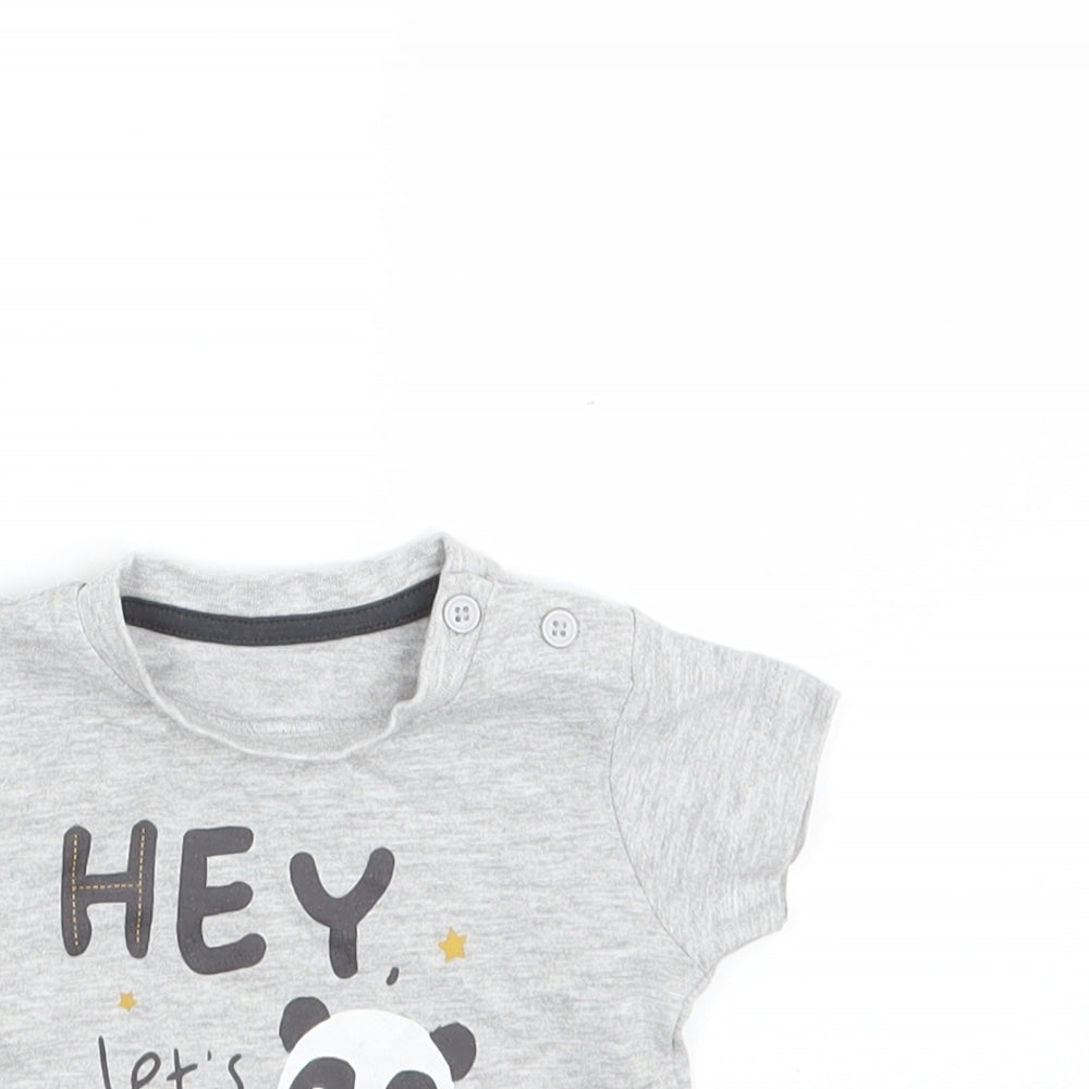Close-up detail of Matalan Baby Grey Basic T-Shirt, size 0-3, Months