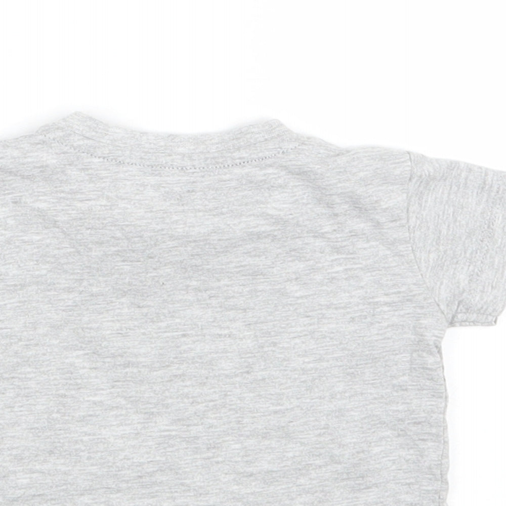 Brand and care label for Matalan Baby Grey Basic T-Shirt, size 0-3, Months