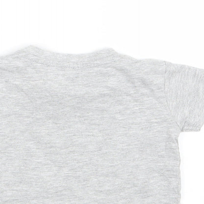 Brand and care label for Matalan Baby Grey Basic T-Shirt, size 0-3, Months