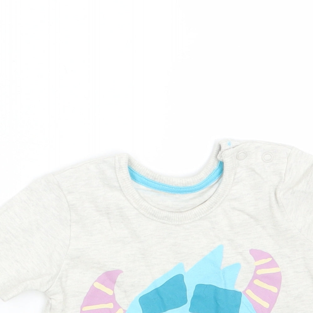 George Baby Grey Animal Print  Basic T-Shirt Size 3-6 Months  - Sulley