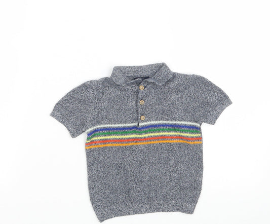 NEXT Boys Blue Striped  Basic Polo Size 6-9 Months