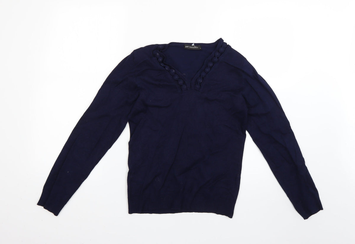 Additional front view of just elegant women’s blue jumper, size S