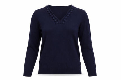 Front view of just elegant women’s blue jumper, size S