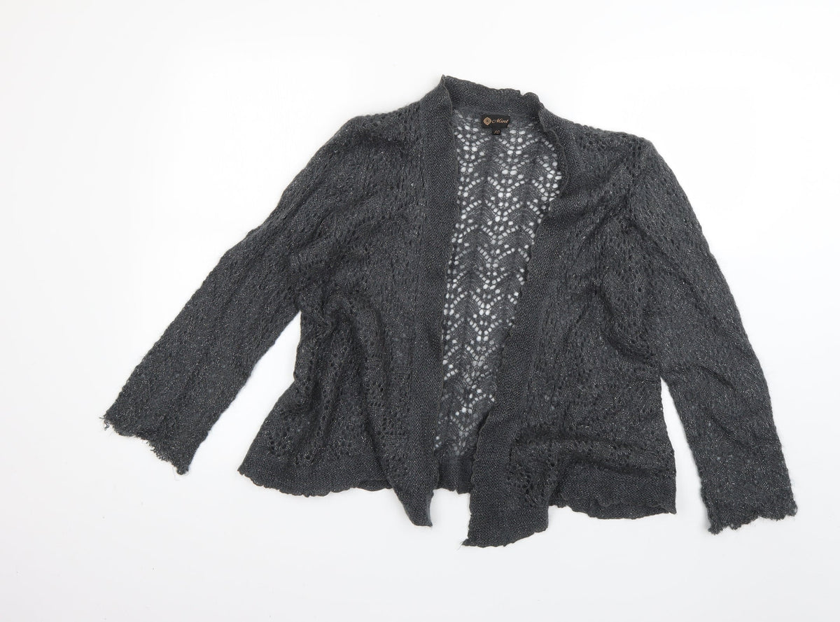 Additional front view of Mint women’s grey cardigan jumper, size UK 10