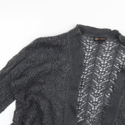 Close-up detail of Mint women’s grey cardigan jumper, size UK 10
