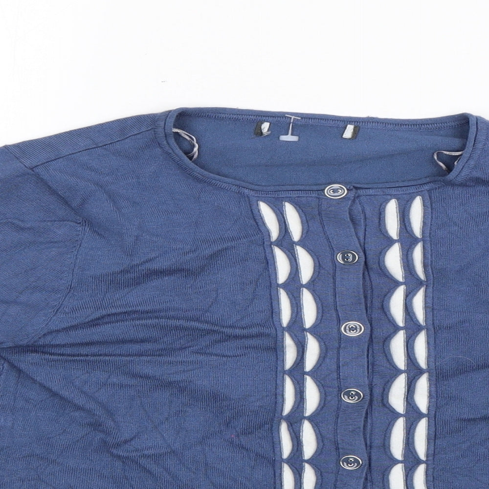 Womens UK Size XS Preworn Blue Cardigan Jumper