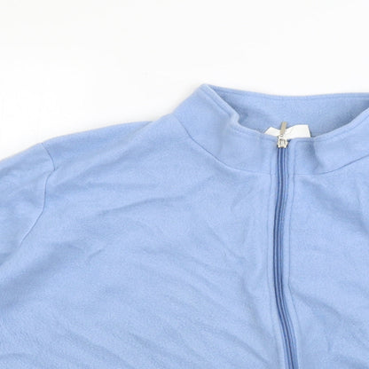 Close-up detail of gabrielle vicenge women’s blue jacket, size UK 20