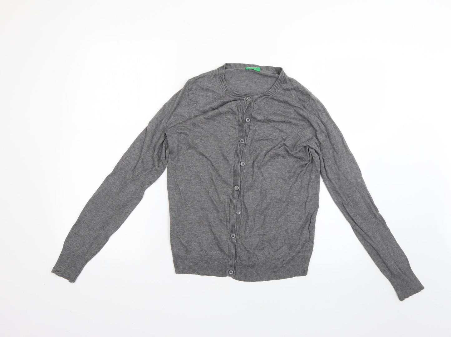 Womens UK Size S United Colors of Benetton Grey Cardigan Jumper