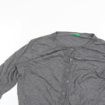 Womens UK Size S United Colors of Benetton Grey Cardigan Jumper