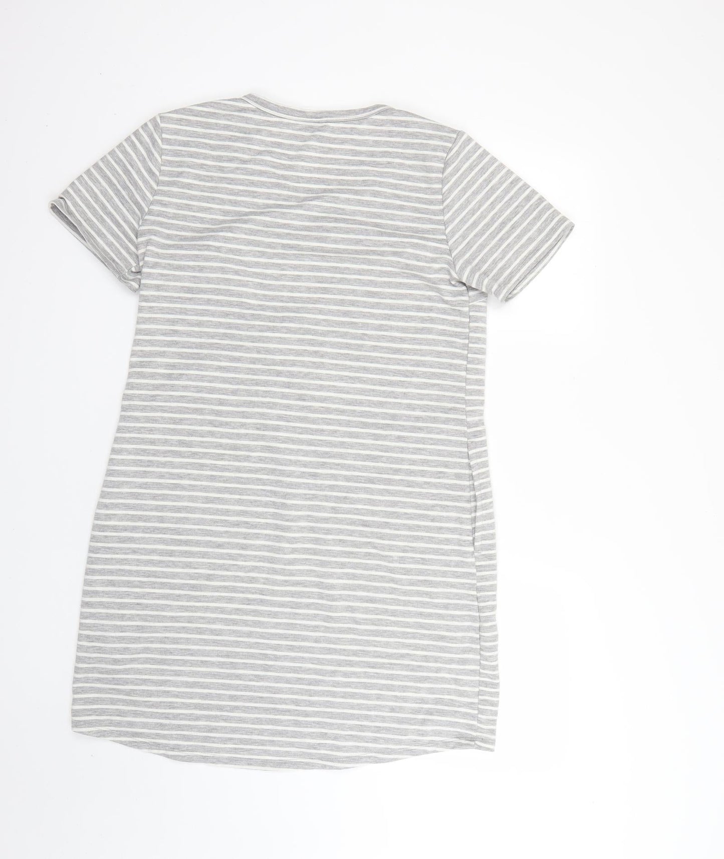 cool Womens Grey Striped  T-Shirt Dress  Size M
