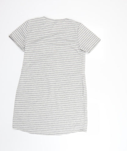 cool Womens Grey Striped  T-Shirt Dress  Size M