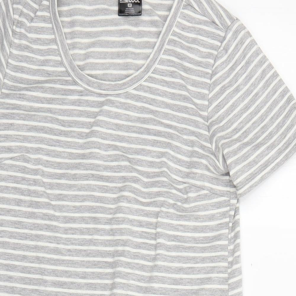 cool Womens Grey Striped  T-Shirt Dress  Size M