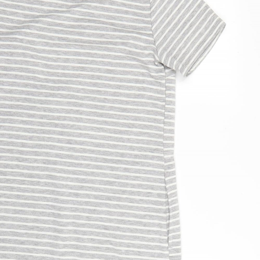cool Womens Grey Striped  T-Shirt Dress  Size M