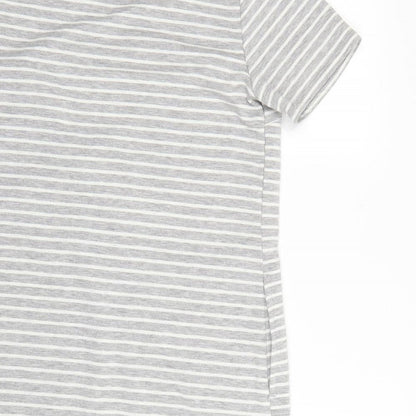 cool Womens Grey Striped  T-Shirt Dress  Size M