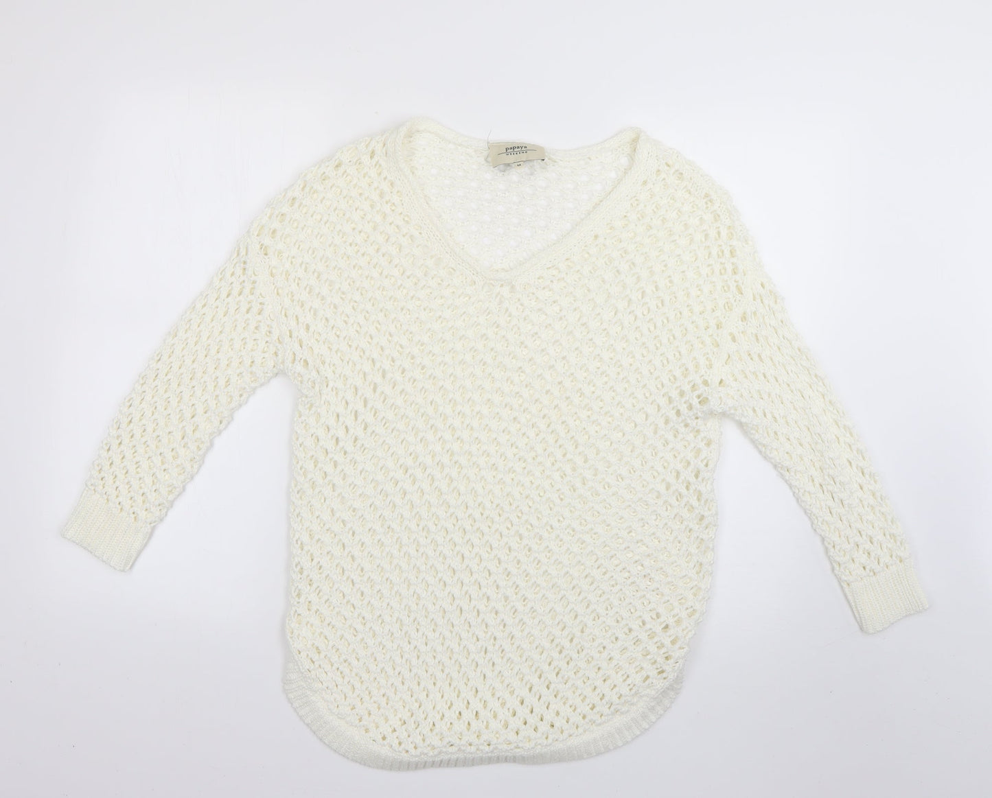 Womens UK Size M Papaya White Pullover Jumper
