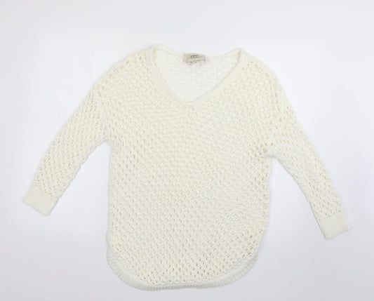 Womens UK Size M Papaya White Pullover Jumper