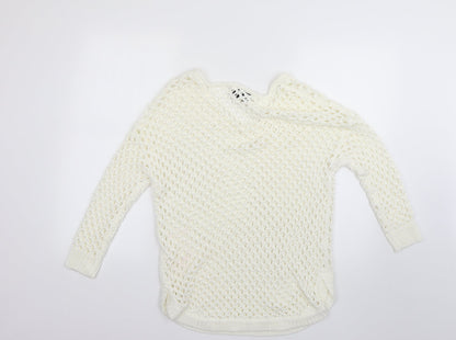 Womens UK Size M Papaya White Pullover Jumper