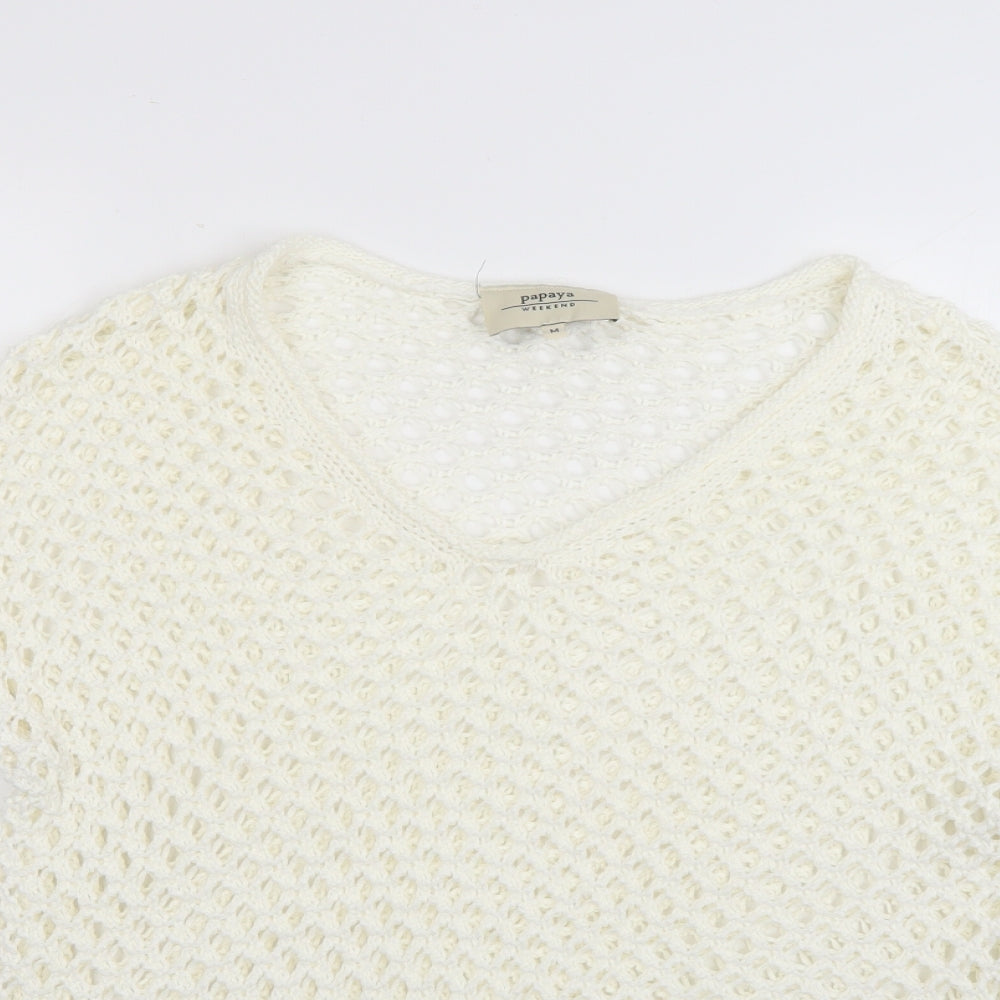 Womens UK Size M Papaya White Pullover Jumper