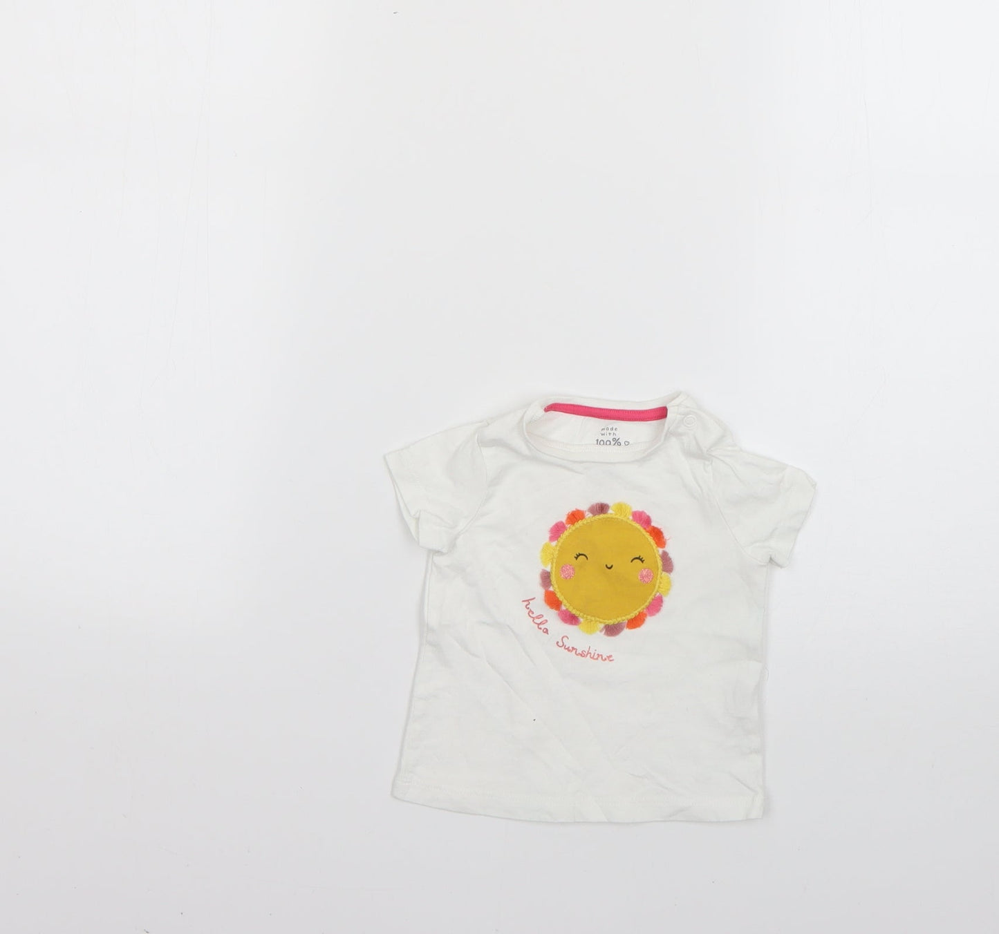 F&F Baby White Geometric  Basic T-Shirt Size 0-3 Months