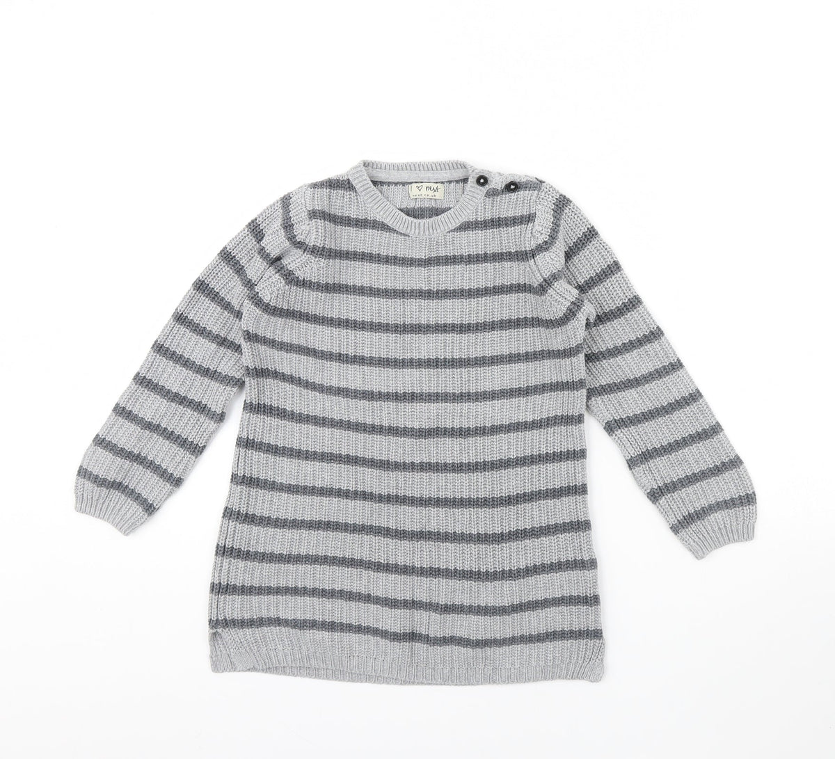 Additional front view of Next girls’ grey striped jumper, size 5, years