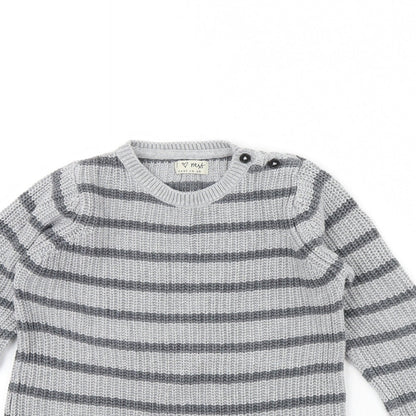 Close-up detail of Next girls’ grey striped jumper, size 5, years