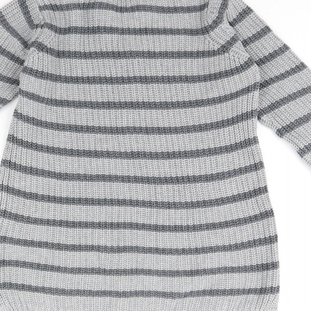 Brand and care label for Next girls’ grey striped jumper, size 5, years