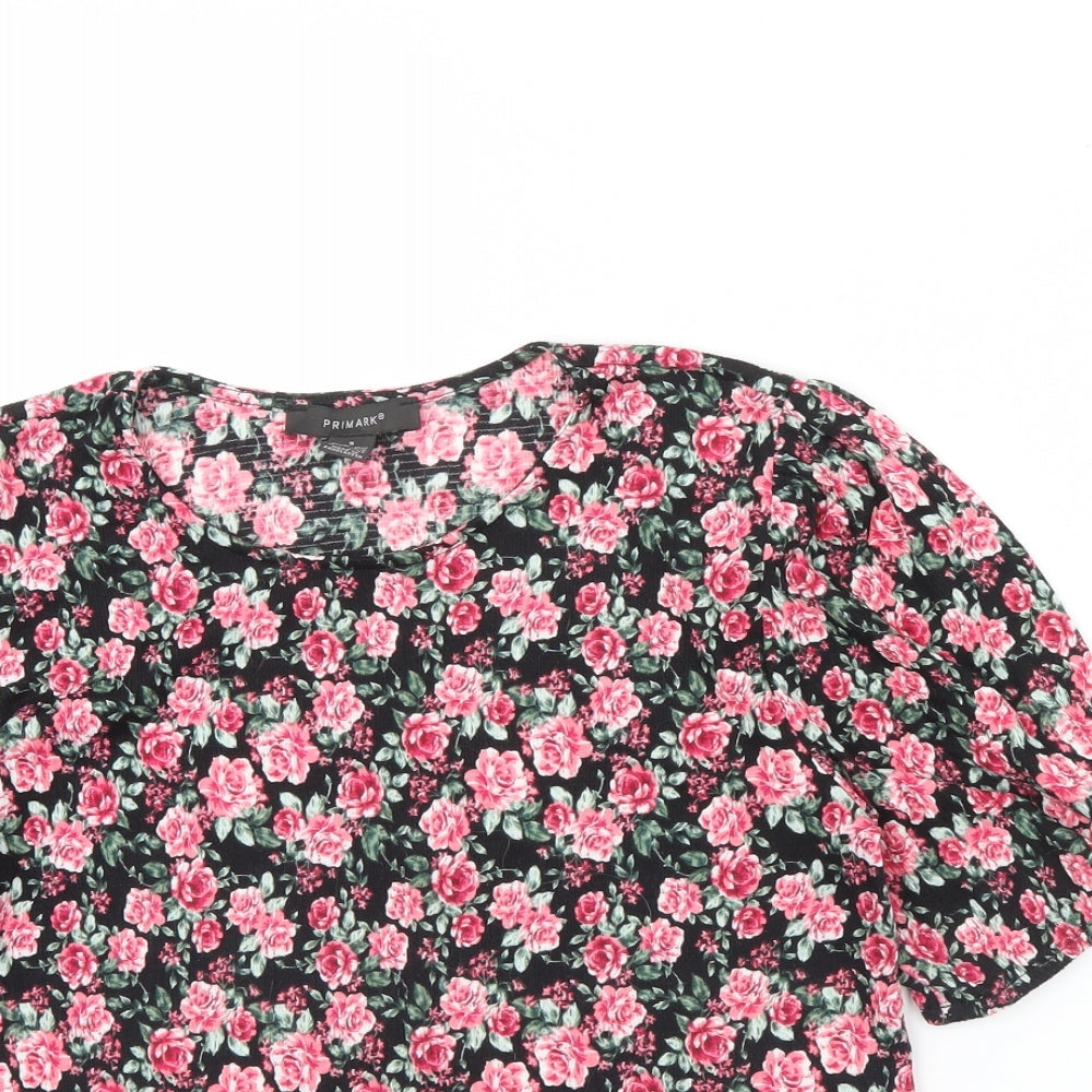 Primark Womens Black Floral  Basic Blouse Size S