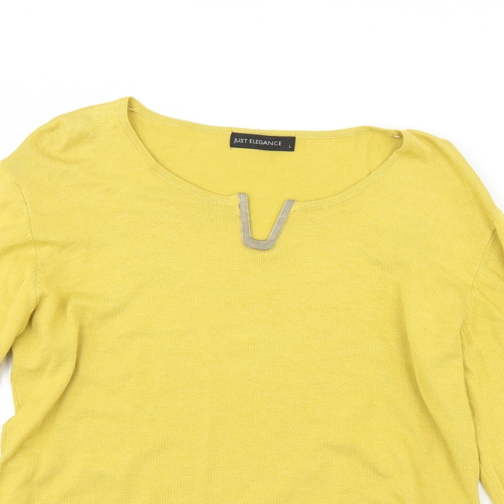 Just elegance Womens Yellow   Pullover Jumper Size L