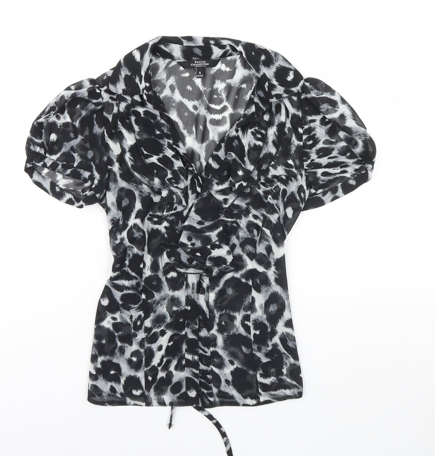 Debenhams Womens Blue Animal Print  Basic Button-Up Size 6